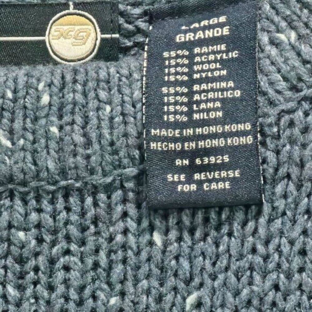 NG Men's XL Blue Knit Sweater - Vintage Style Made In Hong Kong - Picture 3 of 15